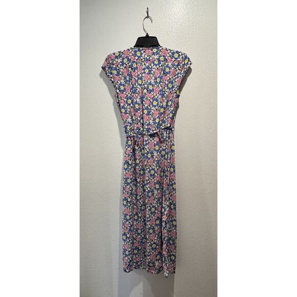 J. Crew Women’s Size XS Floral Print Wrap Midi Dress Multi Color Lightweight - Picture 2 of 6